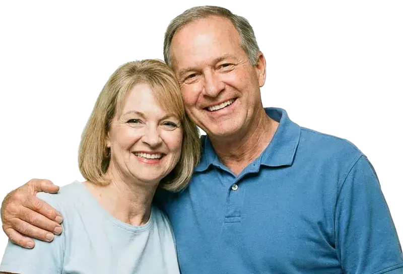 Happy couple who sold their home